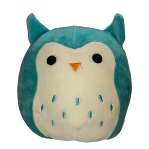 Squishmallows Teal and Cream Owl Plush Winston The Owl Stuffed 8"